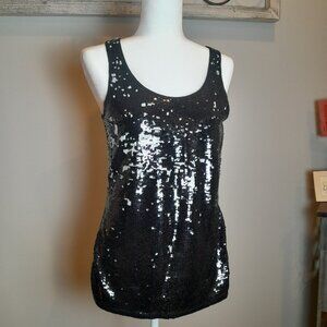 EXPRESS Black & White Sequin Tank Size Small
